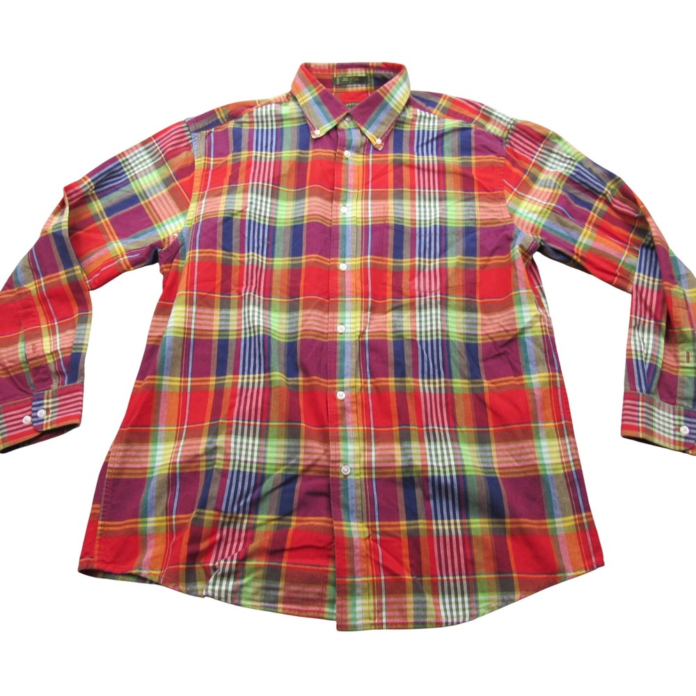 ORVIS Signature Collection Plaid Button Down Shirt Men Size L‎ 100 Cotton